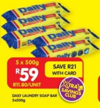 Shoprite DAILY LAUNDRY SOAP BAR 5x500g offer