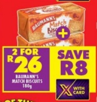 Shoprite BAUMANN'S MATCH BISCUITS 180g offer