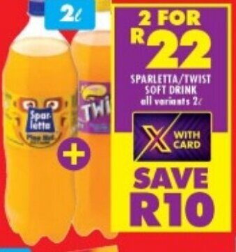 Shoprite SPARLETTA/TWIST SOFT DRINK all variants 2L offer