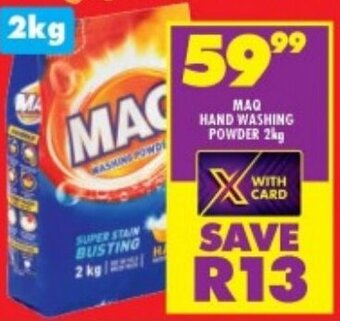 Shoprite MAQ HAND WASHING POWDER 2kg offer