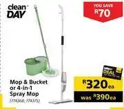 Builders Warehouse Clean day mop & bucket or 4-in-1 spray mop-each offer