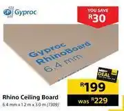 Builders Warehouse Gyproc rhino ceiling board 6.4m x 1.2m x 3.0m offer