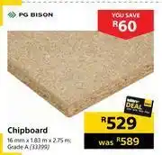 Builders Warehouse Pg bison chipboard 16mm x 1.83m x 2.75m offer