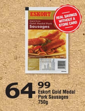 Oxford Freshmarket Eskort Gold Medal Pork Sausages 750g offer