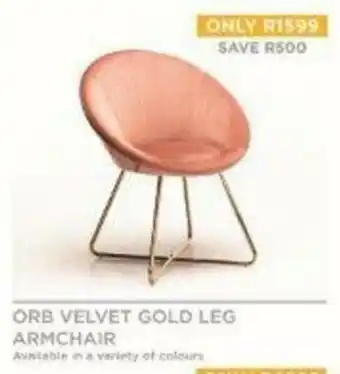 Orb Velvet Gold Leg Armchair
