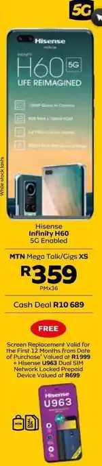 MTN Hisense infinity h60 5g enabled smartphone offer