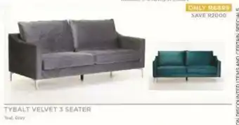Tybalt Velvet 3 Seater