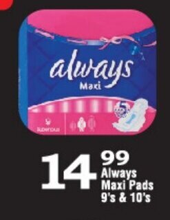 Oxford Freshmarket Always Maxi Pads 9's & 10's offer