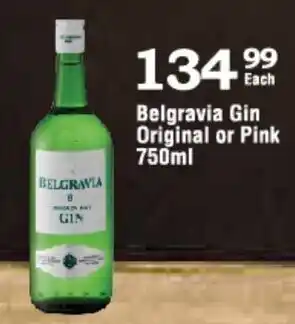 Oxford Freshmarket Belgravia Gin Original or Pink 750ml offer