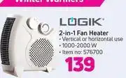 Game Logik 2-in-1 fan heater 576700 offer