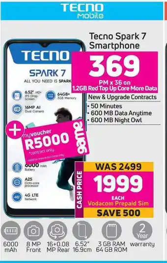 Game Tecno spark 7 smartphone-each offer