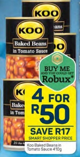 Pick n Pay Koo Baked Beans in Tomato Sauce 410g offer