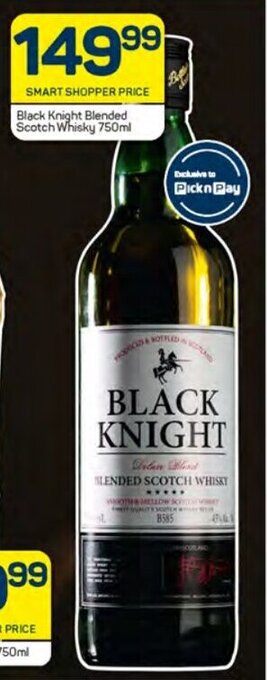 Pick n Pay Black Knight Blended Scotch Whisky 750ml offer