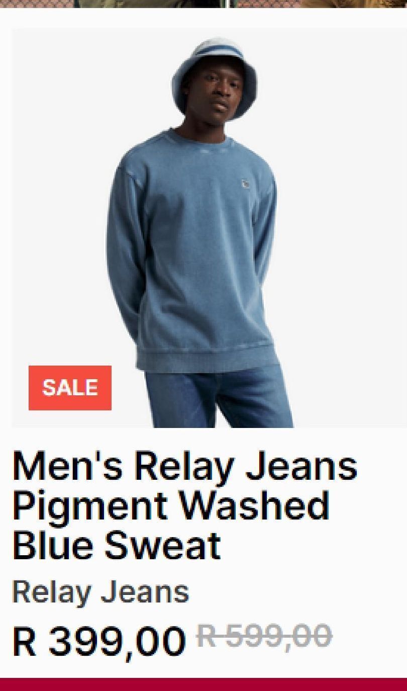 Men's relay jeans pigment washed blue sweat offer at Markham