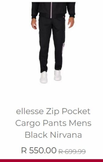Ellesse zip pocket cargo pants mens black nirvana