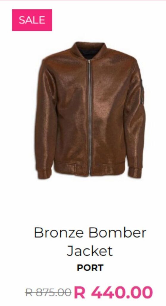 Jacket bronze bomber offer at YDE