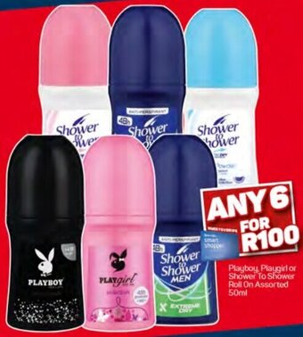 Playboy Playgirl or Shower To Shower Roll On Assorted 50ml