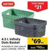 Builders Warehouse Keter 4.5ltr infinity dots basket-each offer