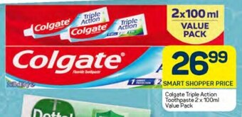 Pick n Pay Colgate Triple Action Toothpaste 2 x 100ml Value Pack offer