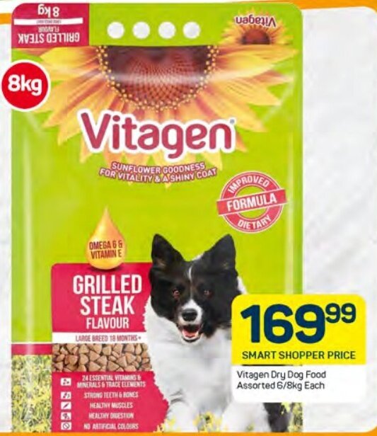 Vitagen Dry Dog Food Assorted 6/8kg Each offer at Pick n Pay