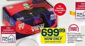 Pick n Pay HD ETV Decoder -Free Digital Satellite TV Compatible with any Satellite Dish Excludes Installation and Dish offer