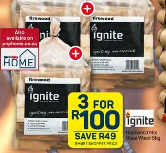 Pick n Pay Ignite Hardwood Mix Braai Wood 6kg offer