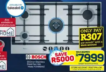 Pick n Pay BOSCH 900mm Stainless Steel Gas Hob -Model: PCR9AB9OZ offer