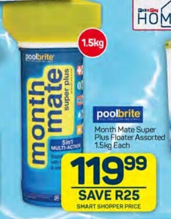 Pick n Pay poolbrite Month Mate Super Plus Floater Assorted 1.5kg Each offer