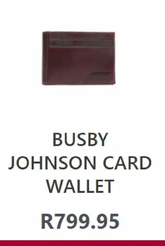 Busby Leather Busby johnson card wallet offer