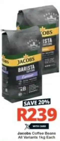 Checkers Jacobs Coffee Beans All Variants 1kg Each offer