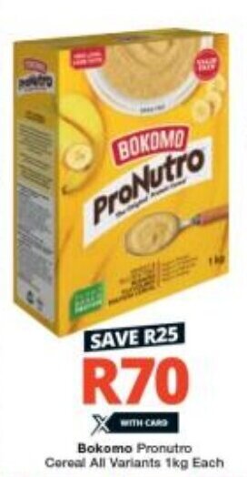 Checkers Bokomo Pronutro Cereal All Variants 1kg Each offer
