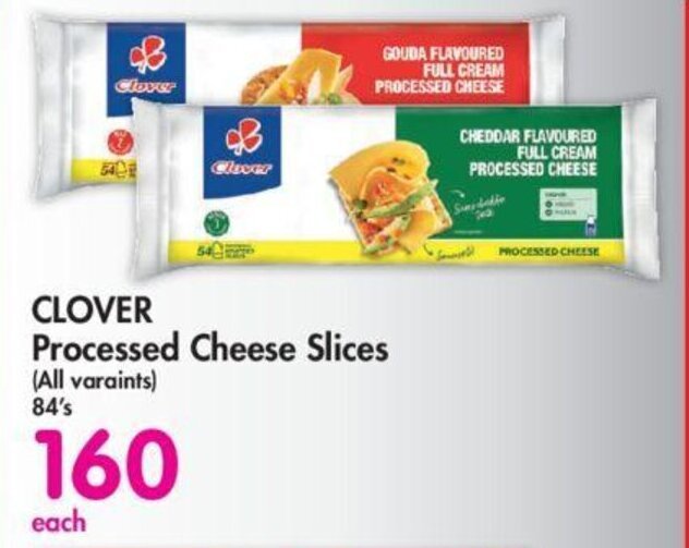CLOVER Processed Cheese Slices (All varaints) 84's offer at Makro