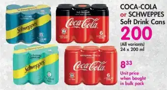 Makro COCA-COLA or SCHWEPPES Soft Drink Cans offer