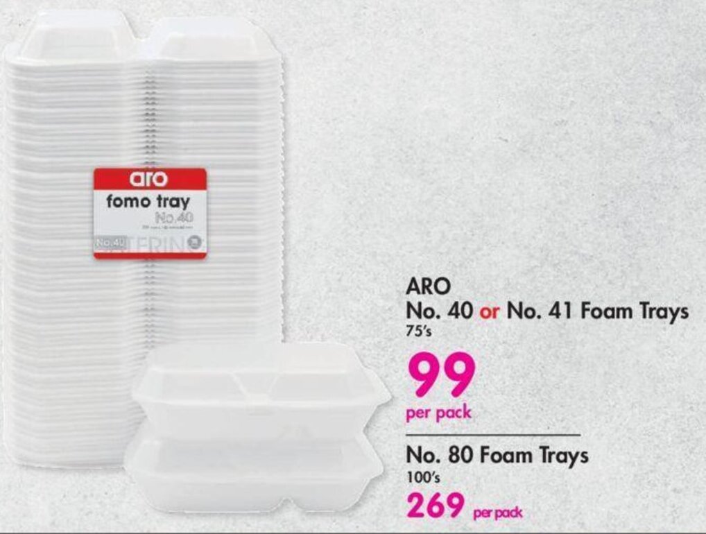 ARO No. 40 or No. 41 Foam Trays 75's offer at Makro