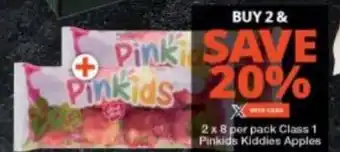 2 x 8 per pack Class 1 Pinkids Kiddies Apples