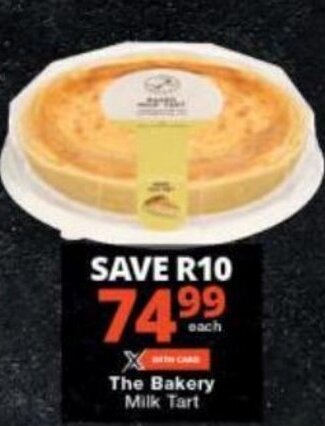 Checkers The Bakery Milk Tart offer
