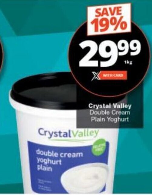 Crystal Valley Double Cream Plain Yoghurt offer at Checkers