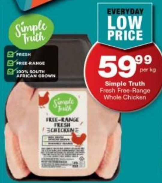 Simple Truth Fresh FreeRange Whole Chicken offer at Checkers