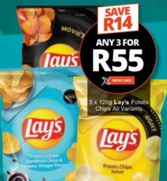 Checkers 3 x 120g Lay's Potato Chips All Variants offer