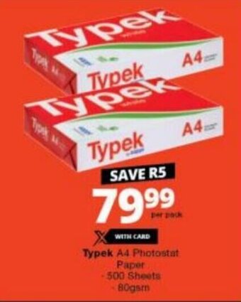 Checkers Typek A4 Photostat Paper -500 Sheets 80gsm offer