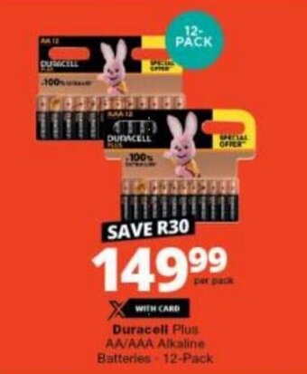 Checkers Duracell Plus AA/AAA Alkaline Batteries-12-Pack offer