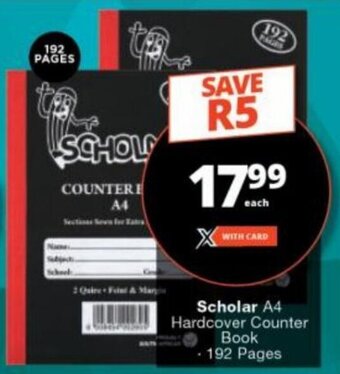 Checkers Scholar A4 Hardcover Counter Book 192 Pages offer
