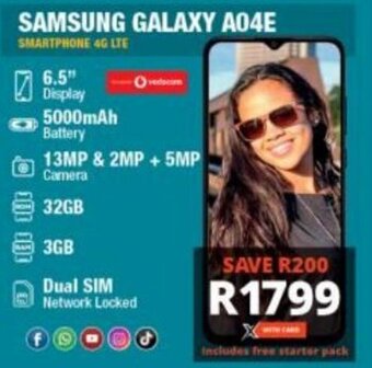 Checkers SAMSUNG GALAXY A04E SMARTPHONE 4G LTE offer