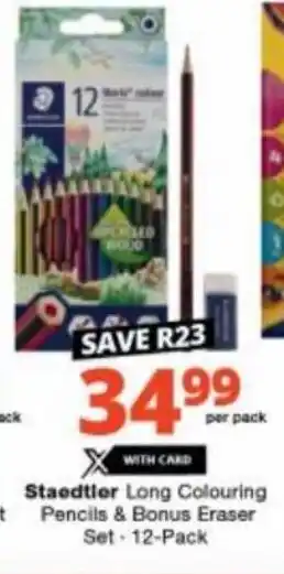 Checkers Staedtler Long Colouring Pencils & Bonus Eraser Set-12-Pack offer