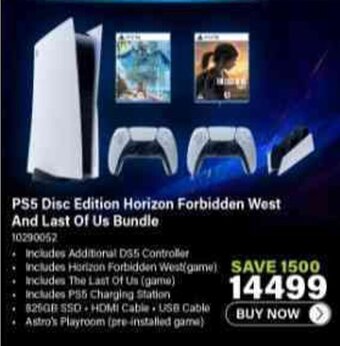 Incredible Connection PS5 Disc Edition Horizon Forbidden West And Last Of Us Bundle offer