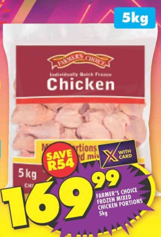 FARMER'S CHOICE FROZEN MIXED CHICKEN PORTIONS 5kg offer at Shoprite