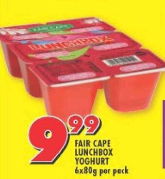 Shoprite FAIR CAPE LUNCHBOX YOGHURT 6x80g per pack offer