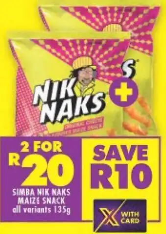 Shoprite SIMBA NIK NAKS MAIZE SNACK all variants 135g offer