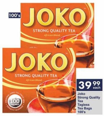 Joko Strong Quality Tea Tagless Tea Bags 100's
