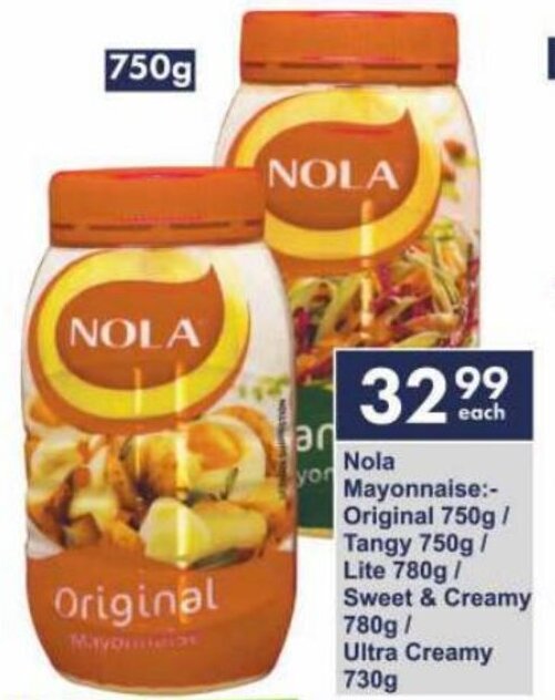 Nola MayonnaiseOriginal 750g/ Tangy 750g/ Lite 780g/ Sweet & Creamy